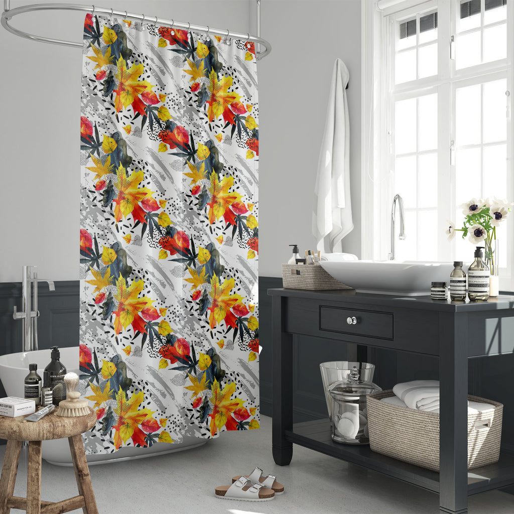 Abstract Autumn Fall Pattern D2 Washable Waterproof Shower Curtain-Shower Curtains-CUR_SH_EL-IC 5016301 IC 5016301, Abstract Expressionism, Abstracts, Art and Paintings, Black and White, Botanical, Digital, Digital Art, Dots, Floral, Flowers, Geometric, Geometric Abstraction, Graphic, Illustrations, Minimalism, Nature, Paintings, Patterns, Semi Abstract, Signs, Signs and Symbols, Sketches, Stripes, Watercolour, White, abstract, autumn, fall, pattern, d2, washable, waterproof, shower, curtain, geometrical, a