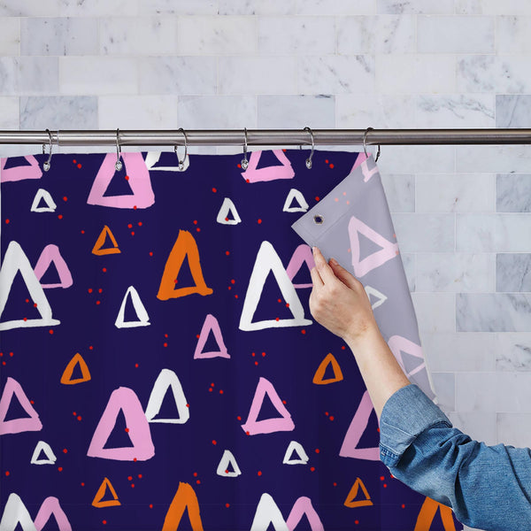 Abstract Triangles and Dots Washable Waterproof Shower Curtain-Shower Curtains-CUR_SH_EL-IC 5016332 IC 5016332, Abstract Expressionism, Abstracts, Art and Paintings, Black and White, Decorative, Digital, Digital Art, Dots, Fashion, Geometric, Geometric Abstraction, Graphic, Hipster, Illustrations, Modern Art, Patterns, Semi Abstract, Signs, Signs and Symbols, Triangles, White, abstract, and, washable, waterproof, polyester, shower, curtain, eyelets, pattern, modern, seamless, simple, art, backdrop, backgrou