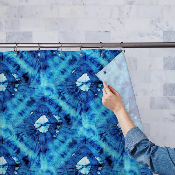 Shibori Indigo Batik D7 Washable Waterproof Shower Curtain-Shower Curtains-CUR_SH_EL-IC 5016420 IC 5016420, Abstract Expressionism, Abstracts, Art and Paintings, Black and White, Culture, Decorative, Ethnic, Fashion, Illustrations, Japanese, Paintings, Patterns, Retro, Semi Abstract, Shibori, Signs, Signs and Symbols, Traditional, Tribal, Watercolour, White, World Culture, indigo, batik, d7, washable, waterproof, polyester, shower, curtain, eyelets, pattern, abstract, grunge, seamless, 1960, art, artistic, 