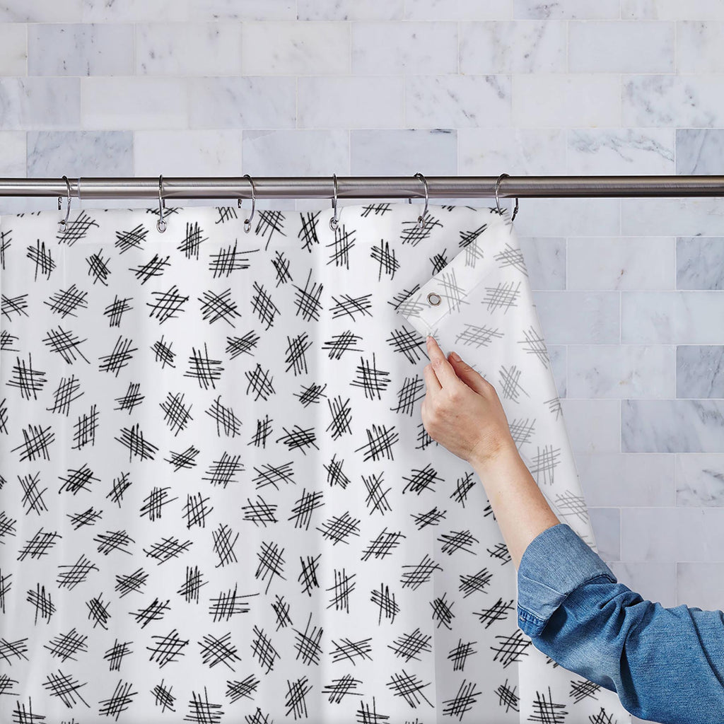 Hand Drawn Lattice Washable Waterproof Shower Curtain-Shower Curtains-CUR_SH_EL-IC 5016422 IC 5016422, Black, Black and White, Digital, Digital Art, Drawing, Graphic, Grid Art, Illustrations, Modern Art, Patterns, Retro, Signs, Signs and Symbols, White, hand, drawn, lattice, washable, waterproof, shower, curtain, backdrop, background, canvas, card, cell, chaos, chaotic, cloth, creative, decoration, design, doodle, fabric, fiber, graphical, grid, handdrawn, hatching, illustration, light, line, linear, materi