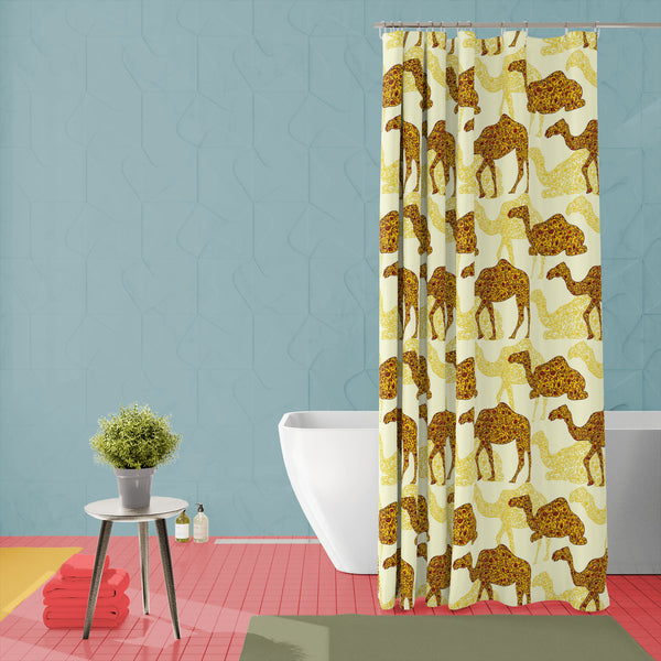 Ornament Camel Washable Waterproof Shower Curtain-Shower Curtains-CUR_SH_EL-IC 5016425 IC 5016425, African, Allah, Ancient, Animals, Arabic, Art and Paintings, Asian, Botanical, Culture, Decorative, Ethnic, Eygptian, Festivals, Festivals and Occasions, Festive, Floral, Flowers, Historical, Illustrations, Islam, Medieval, Nature, Patterns, Scenic, Signs, Signs and Symbols, Symbols, Traditional, Tribal, Vintage, World Culture, ornament, camel, washable, waterproof, polyester, shower, curtain, eyelets, africa,