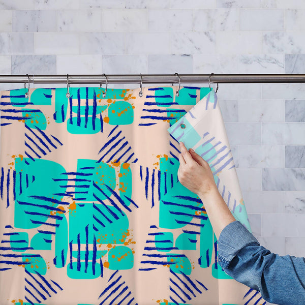 Abstract Geometric Forms Washable Waterproof Shower Curtain-Shower Curtains-CUR_SH_EL-IC 5016456 IC 5016456, 80s, 90s, Abstract Expressionism, Abstracts, Ancient, Birthday, Books, Chevron, Culture, Digital, Digital Art, Ethnic, Fashion, Festivals and Occasions, Festive, Geometric, Geometric Abstraction, Graphic, Historical, Illustrations, Medieval, Patterns, Scandinavian, Semi Abstract, Traditional, Triangles, Tribal, Typography, Vintage, World Culture, abstract, forms, washable, waterproof, polyester, show