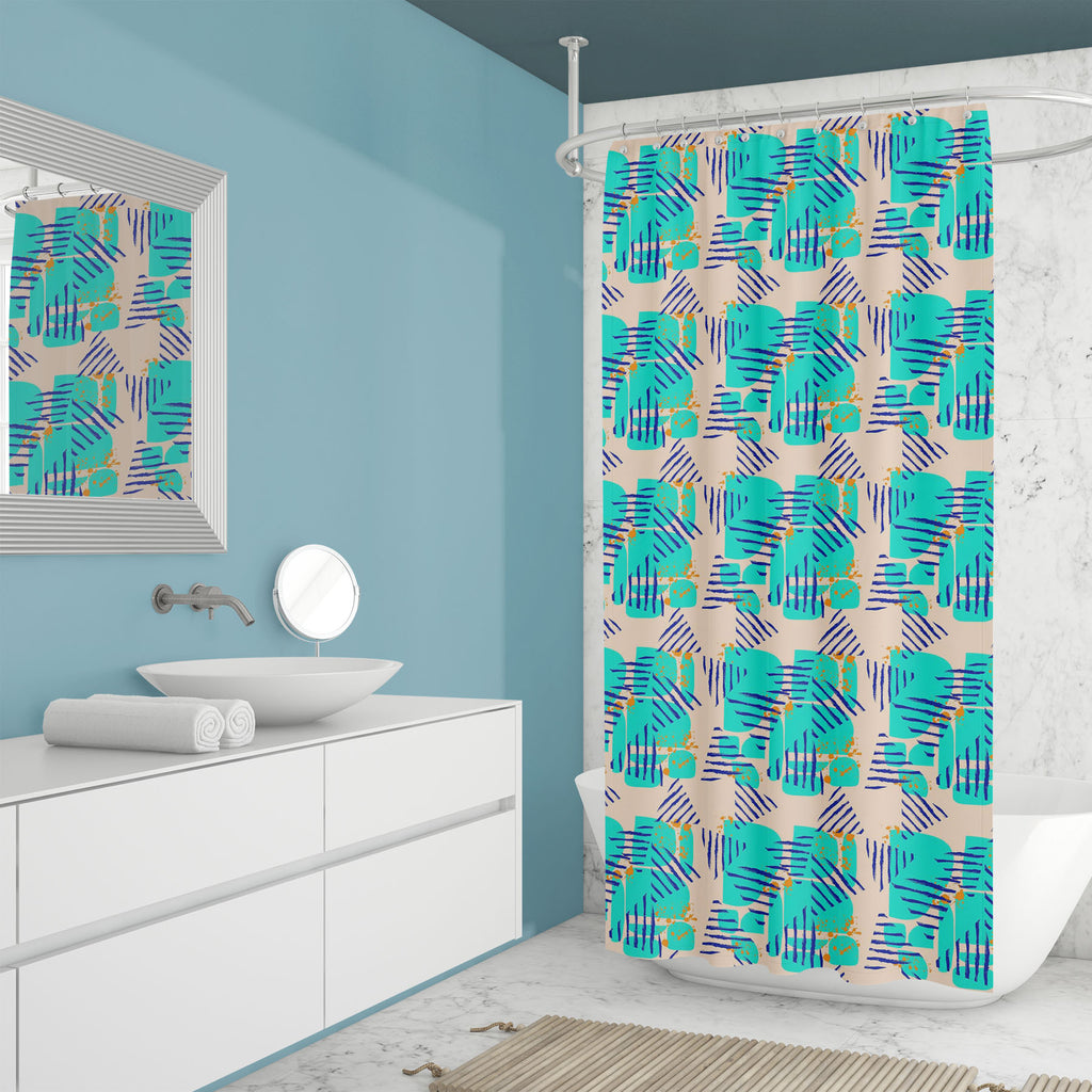 Abstract Geometric Forms Washable Waterproof Shower Curtain-Shower Curtains-CUR_SH_EL-IC 5016456 IC 5016456, 80s, 90s, Abstract Expressionism, Abstracts, Ancient, Birthday, Books, Chevron, Culture, Digital, Digital Art, Ethnic, Fashion, Festivals and Occasions, Festive, Geometric, Geometric Abstraction, Graphic, Historical, Illustrations, Medieval, Patterns, Scandinavian, Semi Abstract, Traditional, Triangles, Tribal, Typography, Vintage, World Culture, abstract, forms, washable, waterproof, shower, curtain