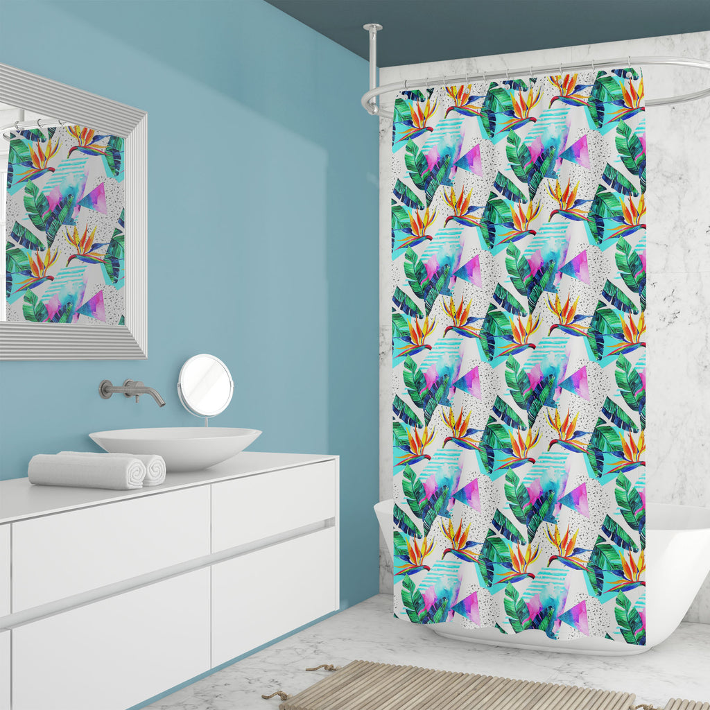 Summer Tropical Minimal Art Washable Waterproof Shower Curtain-Shower Curtains-CUR_SH_EL-IC 5016462 IC 5016462, 80s, 90s, Abstract Expressionism, Abstracts, Art and Paintings, Botanical, Digital, Digital Art, Dots, Floral, Flowers, Geometric, Geometric Abstraction, Graphic, Hipster, Illustrations, Minimalism, Modern Art, Nature, Patterns, Semi Abstract, Signs, Signs and Symbols, Splatter, Tropical, Watercolour, summer, minimal, art, washable, waterproof, shower, curtain, abstract, pattern, watercolor, backg