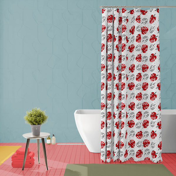 Memphis Tropical Leaves Washable Waterproof Shower Curtain-Shower Curtains-CUR_SH_EL-IC 5016466 IC 5016466, 80s, 90s, Abstract Expressionism, Abstracts, Ancient, Birthday, Chevron, Culture, Digital, Digital Art, Ethnic, Fashion, Festivals and Occasions, Festive, Graphic, Hipster, Historical, Illustrations, Medieval, Patterns, Scandinavian, Semi Abstract, Signs, Signs and Symbols, Traditional, Tribal, Tropical, Typography, Vintage, World Culture, memphis, leaves, washable, waterproof, polyester, shower, curt