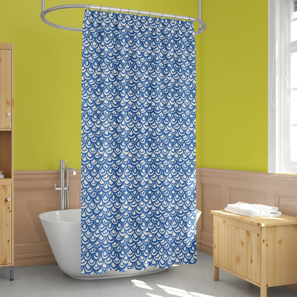 Indigo Batik Waves D1 Washable Waterproof Shower Curtain-Shower Curtains-CUR_SH_EL-IC 5016493 IC 5016493, Abstract Expressionism, Abstracts, Black and White, Chinese, Culture, Ethnic, Fashion, Folk Art, Geometric, Geometric Abstraction, Illustrations, Japanese, Modern Art, Nature, Patterns, Scenic, Semi Abstract, Shibori, Signs, Signs and Symbols, Stripes, Traditional, Tribal, Watercolour, White, World Culture, indigo, batik, waves, d1, washable, waterproof, shower, curtain, pattern, abstract, background, b