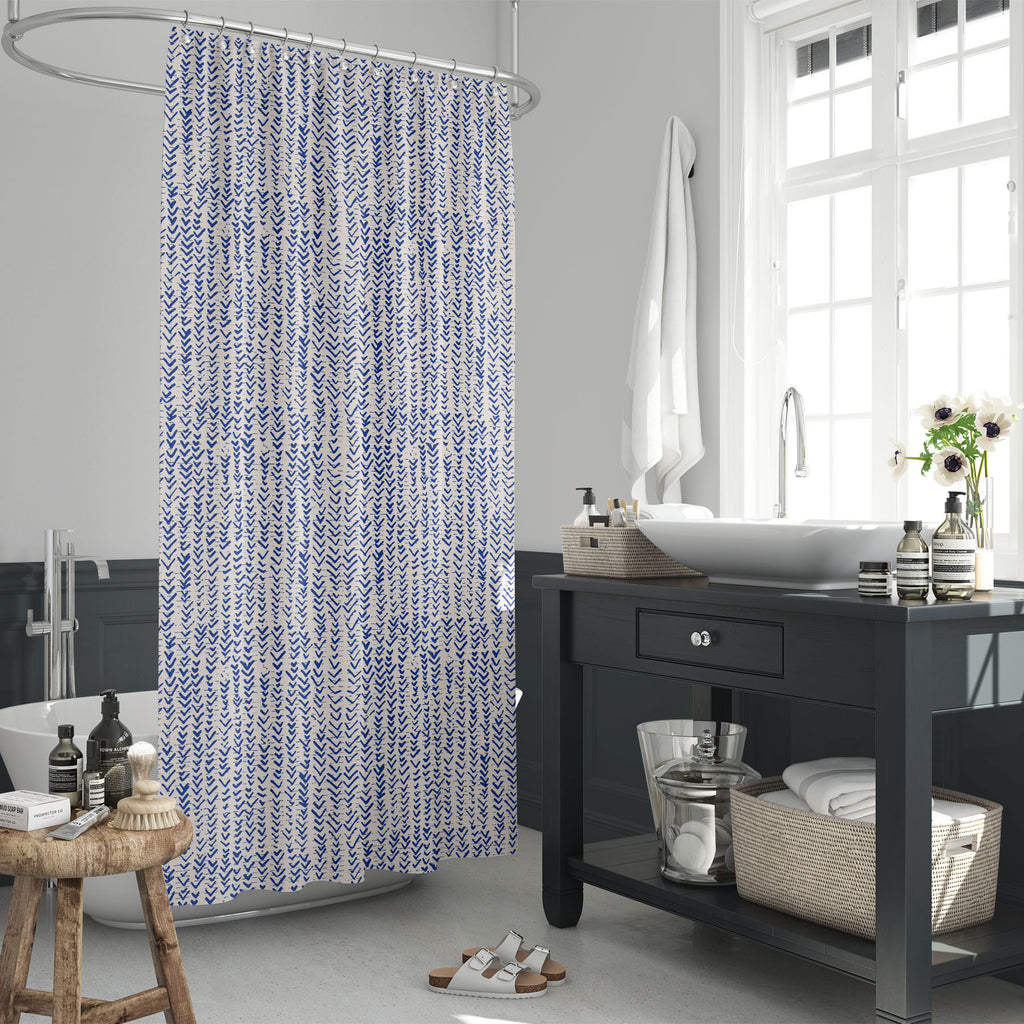 Abstract Indigo Tie Dye Batik D3 Washable Waterproof Shower Curtain-Shower Curtains-CUR_SH_EL-IC 5016520 IC 5016520, Abstract Expressionism, Abstracts, Black and White, Chinese, Culture, Ethnic, Fashion, Folk Art, Illustrations, Japanese, Modern Art, Nature, Patterns, Scenic, Semi Abstract, Shibori, Signs, Signs and Symbols, Stripes, Traditional, Tribal, Watercolour, White, World Culture, abstract, indigo, tie, dye, batik, d3, washable, waterproof, shower, curtain, pattern, rustic, organic, textile, texture