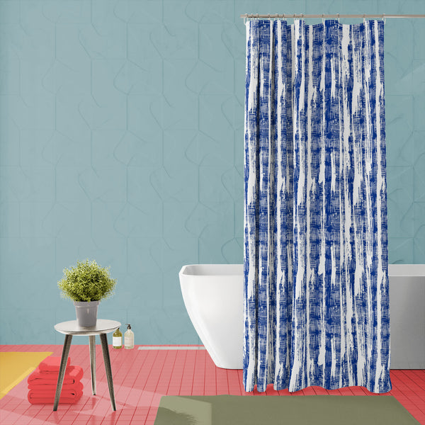 Abstract Indigo Tie Dye Batik D7 Washable Waterproof Shower Curtain-Shower Curtains-CUR_SH_EL-IC 5016536 IC 5016536, Abstract Expressionism, Abstracts, Black and White, Chinese, Culture, Ethnic, Fashion, Folk Art, Illustrations, Japanese, Modern Art, Nature, Patterns, Scenic, Semi Abstract, Shibori, Signs, Signs and Symbols, Stripes, Traditional, Tribal, Watercolour, White, World Culture, abstract, indigo, tie, dye, batik, d7, washable, waterproof, polyester, shower, curtain, eyelets, pattern, seamless, hip