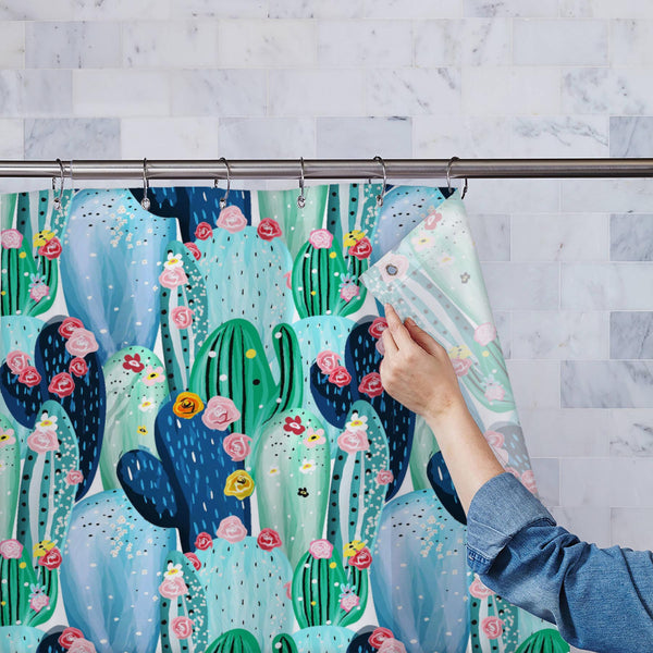 Pastel Vintage Cactuses Washable Waterproof Shower Curtain-Shower Curtains-CUR_SH_EL-IC 5016539 IC 5016539, Abstract Expressionism, Abstracts, Ancient, Black and White, Botanical, Decorative, Digital, Digital Art, Drawing, Fashion, Floral, Flowers, Graphic, Historical, Illustrations, Medieval, Mexican, Nature, Patterns, Retro, Scenic, Semi Abstract, Signs, Signs and Symbols, Tropical, Vintage, Watercolour, White, pastel, cactuses, washable, waterproof, polyester, shower, curtain, eyelets, watercolor, patter