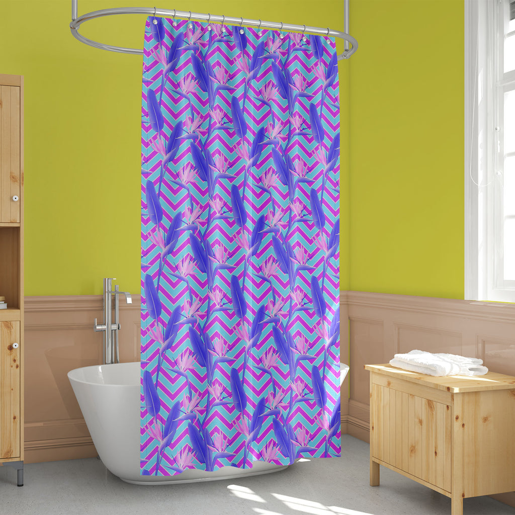 Bird of Paradise Tropical Crane Flower D1 Washable Waterproof Shower Curtain-Shower Curtains-CUR_SH_EL-IC 5016567 IC 5016567, African, Birds, Botanical, Digital, Digital Art, Drawing, Floral, Flowers, Geometric, Geometric Abstraction, Graphic, Illustrations, Nature, Patterns, Signs, Signs and Symbols, Stripes, Tropical, bird, of, paradise, crane, flower, d1, washable, waterproof, shower, curtain, print, summer, backdrop, background, blossom, botany, cool, cyan, design, detailed, exotic, fabric, garden, jung