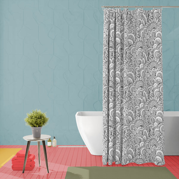 Floral Art Pattern D2 Washable Waterproof Shower Curtain-Shower Curtains-CUR_SH_EL-IC 5016587 IC 5016587, 3D, Abstract Expressionism, Abstracts, Adult, Art and Paintings, Black and White, Bohemian, Books, Botanical, Culture, Ethnic, Floral, Flowers, Geometric Abstraction, Illustrations, Nature, Paisley, Patterns, Scenic, Semi Abstract, Signs, Signs and Symbols, Traditional, Tribal, White, World Culture, art, pattern, d2, washable, waterproof, polyester, shower, curtain, eyelets, book, texture, page, seamles