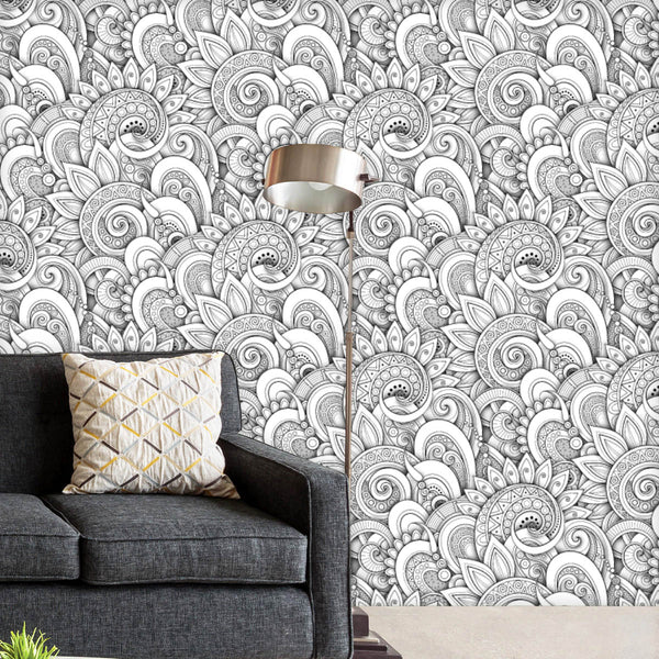 Floral Art Pattern D2 Wallpaper Roll-Wallpapers Peel & Stick-WAL_PA-IC 5016587 IC 5016587, 3D, Abstract Expressionism, Abstracts, Adult, Art and Paintings, Black and White, Bohemian, Books, Botanical, Culture, Ethnic, Floral, Flowers, Geometric Abstraction, Illustrations, Nature, Paisley, Patterns, Scenic, Semi Abstract, Signs, Signs and Symbols, Traditional, Tribal, White, World Culture, art, pattern, d2, peel, stick, vinyl, wallpaper, roll, non-pvc, self-adhesive, eco-friendly, water-repellent, scratch-re