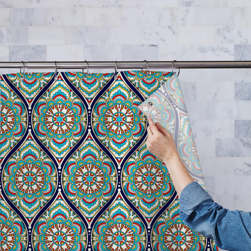 Ethnic Mandala Pattern D2 Washable Waterproof Shower Curtain-Shower Curtains-CUR_SH_EL-IC 5016590 IC 5016590, Allah, Arabic, Asian, Bohemian, Culture, Decorative, Drawing, Ethnic, Fashion, Festivals and Occasions, Festive, Folk Art, Illustrations, Indian, Islam, Mandala, Paisley, Patterns, Pets, Traditional, Tribal, World Culture, pattern, d2, washable, waterproof, shower, curtain, batik, boho, carpet, chakra, cloth, doodle, eastern, elegant, fabric, folk, folkloric, india, intricate, islamic, luxury, medit