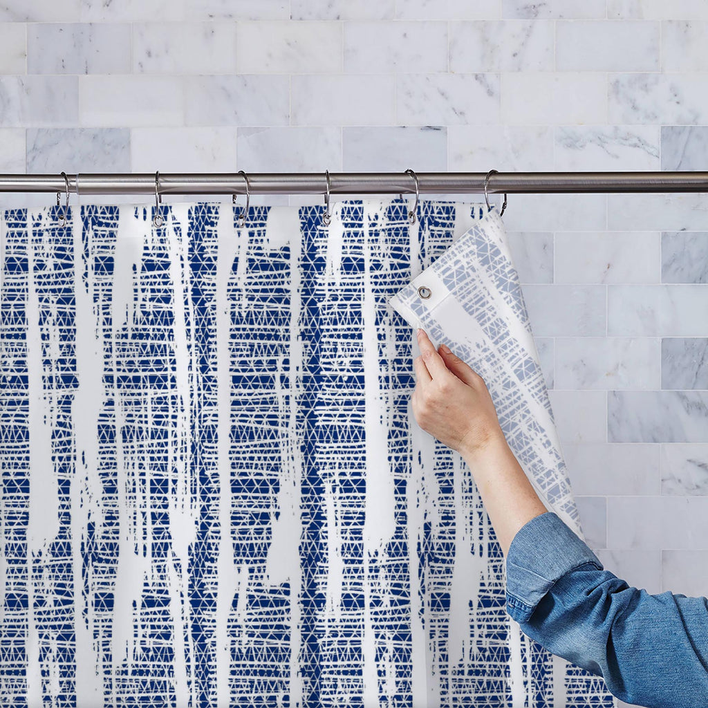 Abstract Indigo Tie Dye Batik D16 Washable Waterproof Shower Curtain-Shower Curtains-CUR_SH_EL-IC 5016612 IC 5016612, Abstract Expressionism, Abstracts, Black and White, Chinese, Culture, Ethnic, Fashion, Folk Art, Illustrations, Japanese, Modern Art, Nature, Patterns, Scenic, Semi Abstract, Shibori, Signs, Signs and Symbols, Stripes, Traditional, Tribal, Watercolour, White, World Culture, abstract, indigo, tie, dye, batik, d16, washable, waterproof, shower, curtain, pattern, seamless, organic, texture, fol