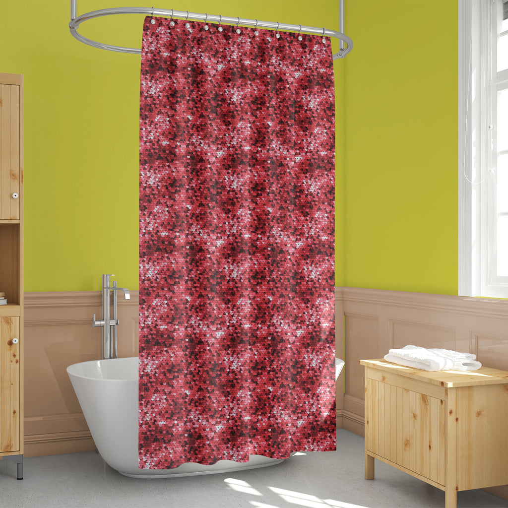 Red Sequins Washable Waterproof Shower Curtain-Shower Curtains-CUR_SH_EL-IC 5016613 IC 5016613, 3D, Black, Black and White, Circle, Fashion, Festivals and Occasions, Festive, Illustrations, Patterns, Metallic, red, sequins, washable, waterproof, shower, curtain, pattern, seamless, paillettes, glitter, sparkle, texture, dress, material, textile, backdrop, background, beaded, bright, celebration, circles, closeup, cloth, decoration, fabric, glamour, glamourous, glittering, glow, glowing, grey, light, luxuriou