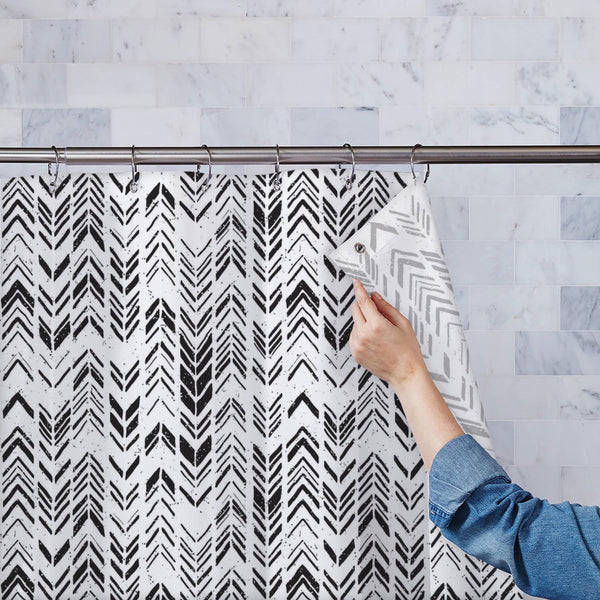 Monochrome Doodle D2 Washable Waterproof Shower Curtain-Shower Curtains-CUR_SH_EL-IC 5016623 IC 5016623, Abstract Expressionism, Abstracts, Ancient, Black, Black and White, Chevron, Culture, Decorative, Digital, Digital Art, Drawing, Ethnic, Fashion, Geometric, Geometric Abstraction, Graphic, Grid Art, Historical, Illustrations, Medieval, Modern Art, Patterns, Retro, Semi Abstract, Signs, Signs and Symbols, Sketches, Traditional, Tribal, Vintage, World Culture, monochrome, doodle, d2, washable, waterproof, 