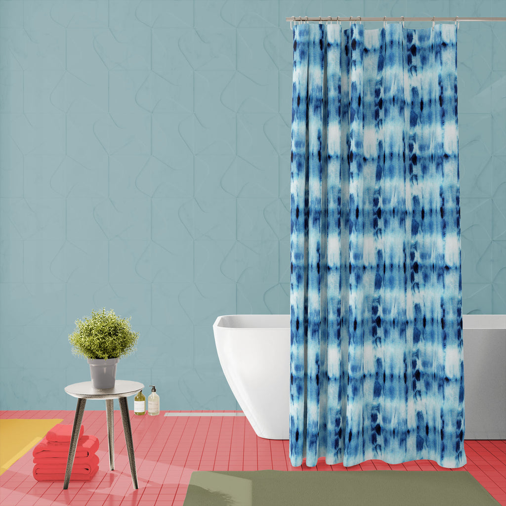 Shibori Indigo Batik D9 Washable Waterproof Shower Curtain-Shower Curtains-CUR_SH_EL-IC 5016625 IC 5016625, Abstract Expressionism, Abstracts, Art and Paintings, Black and White, Culture, Decorative, Ethnic, Fashion, Illustrations, Japanese, Paintings, Patterns, Retro, Semi Abstract, Shibori, Signs, Signs and Symbols, Traditional, Tribal, Watercolour, White, World Culture, indigo, batik, d9, washable, waterproof, shower, curtain, dye, tie, pattern, seamless, print, repeat, 1960, abstract, art, artistic, bac