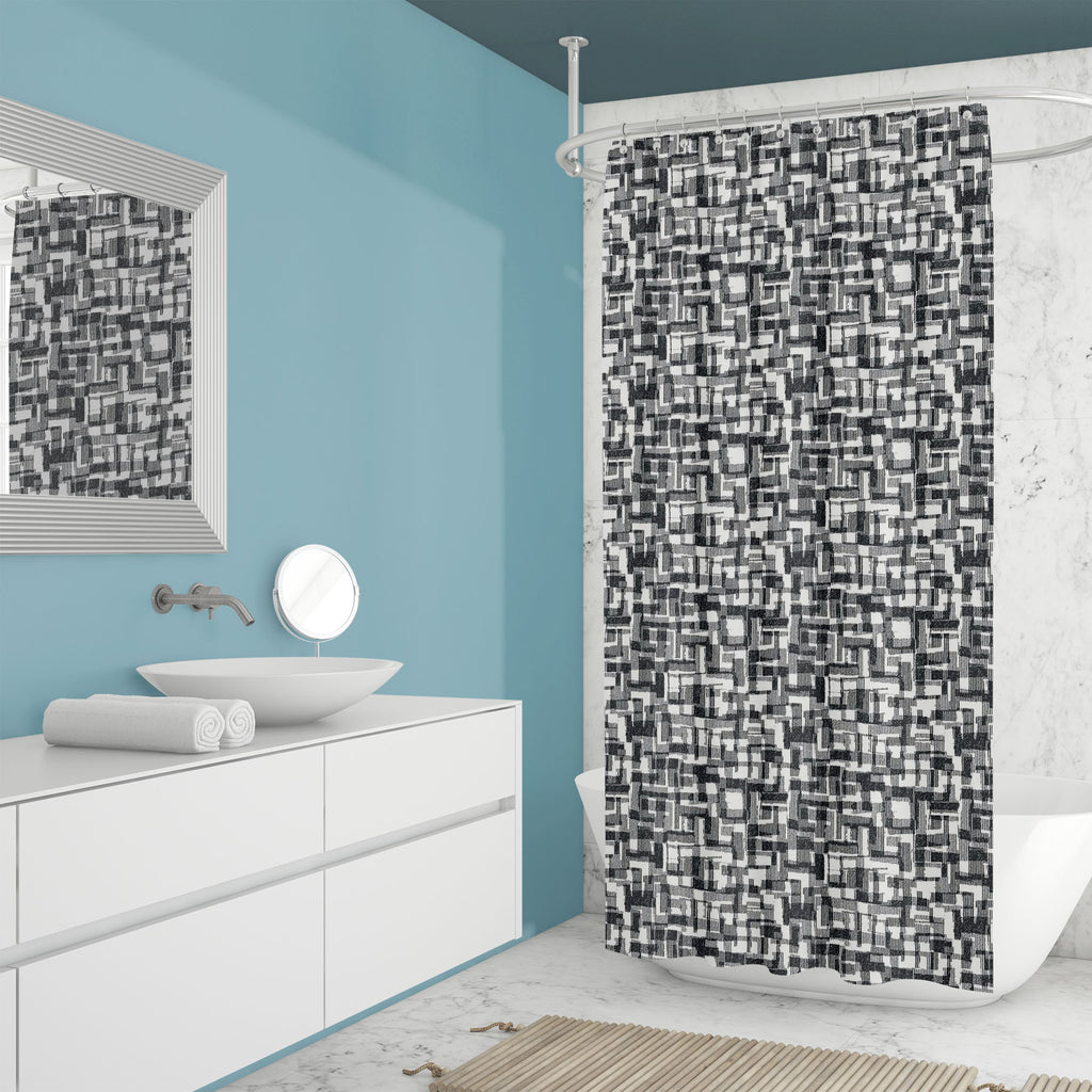 Monochromatic Graphics Washable Waterproof Shower Curtain-Shower Curtains-CUR_SH_EL-IC 5016631 IC 5016631, Abstract Expressionism, Abstracts, Ancient, Black, Black and White, Culture, Decorative, Digital, Digital Art, Ethnic, Folk Art, Geometric, Geometric Abstraction, Graphic, Historical, Illustrations, Medieval, Modern Art, Patterns, Retro, Semi Abstract, Signs, Signs and Symbols, Space, Traditional, Tribal, Urban, Vintage, White, World Culture, monochromatic, graphics, washable, waterproof, shower, curta