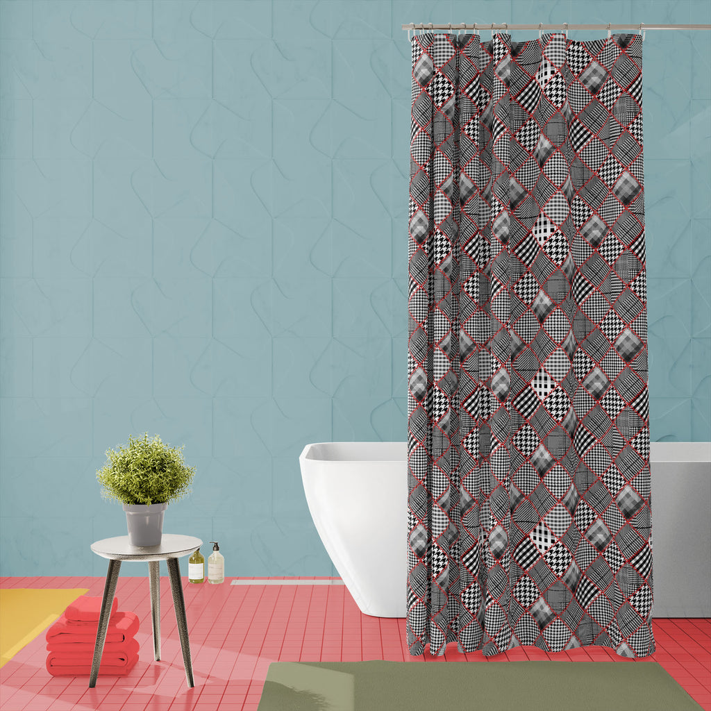 Glen Plaid Style Washable Waterproof Shower Curtain-Shower Curtains-CUR_SH_EL-IC 5016702 IC 5016702, Abstract Expressionism, Abstracts, Art and Paintings, Celtic, Decorative, Fashion, Geometric, Geometric Abstraction, Illustrations, Patterns, Plaid, Semi Abstract, Signs, Signs and Symbols, glen, style, washable, waterproof, shower, curtain, patchwork, abstract, backdrop, background, checkered, classic, cloth, clothing, colors, continuity, decoration, design, diagonal, endless, fabric, glenurquhart, gray, ir