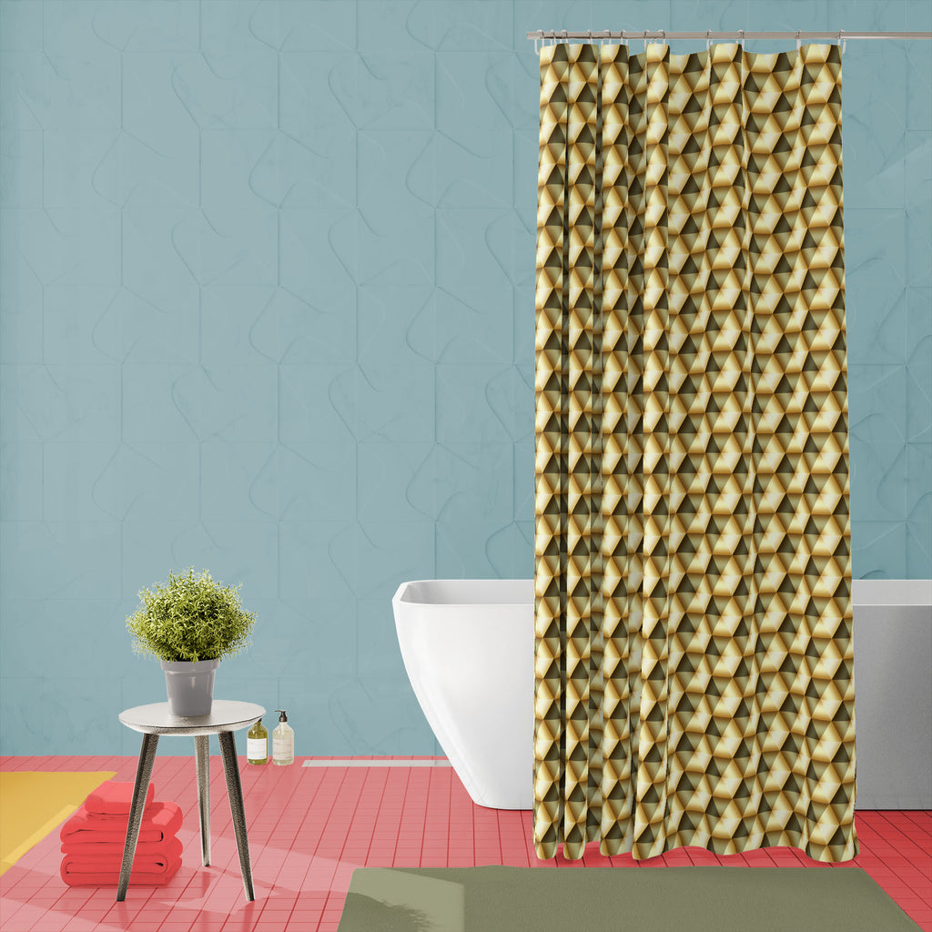 3D Golden Geometric Pattern Washable Waterproof Shower Curtain-Shower Curtains-CUR_SH_EL-IC 5016710 IC 5016710, 3D, Abstract Expressionism, Abstracts, Art and Paintings, Business, Decorative, Digital, Digital Art, Fashion, Geometric, Geometric Abstraction, Graphic, Icons, Illustrations, Modern Art, Patterns, Semi Abstract, Signs, Signs and Symbols, Symbols, Triangles, Metallic, golden, pattern, washable, waterproof, shower, curtain, seamless, wallpaper, abstract, art, backdrop, background, beautiful, comput