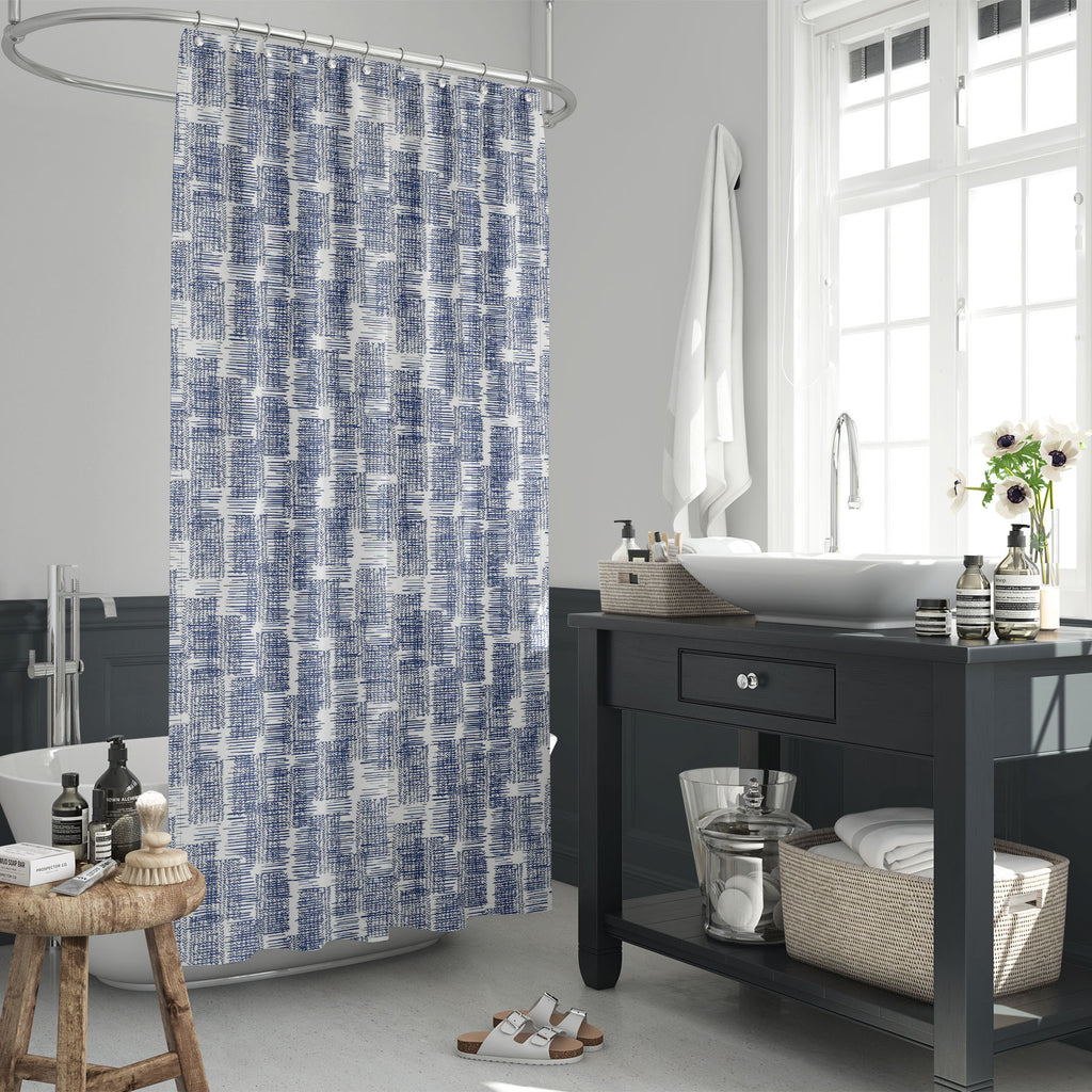 Abstract Indigo Tie Dye Batik D20 Washable Waterproof Shower Curtain-Shower Curtains-CUR_SH_EL-IC 5016723 IC 5016723, Abstract Expressionism, Abstracts, Black and White, Chinese, Culture, Ethnic, Fashion, Folk Art, Illustrations, Japanese, Modern Art, Nature, Patterns, Scenic, Semi Abstract, Shibori, Signs, Signs and Symbols, Stripes, Traditional, Tribal, Watercolour, White, World Culture, abstract, indigo, tie, dye, batik, d20, washable, waterproof, shower, curtain, pattern, watercolor, fabric, seamless, b