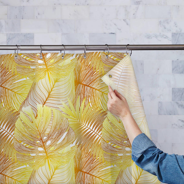 Tropical Palm Leaf D1 Washable Waterproof Shower Curtain-Shower Curtains-CUR_SH_EL-IC 5016728 IC 5016728, Art and Paintings, Black and White, Botanical, Decorative, Digital, Digital Art, Drawing, Fashion, Floral, Flowers, Graphic, Hawaiian, Illustrations, Modern Art, Nature, Paintings, Patterns, Scenic, Seasons, Signs, Signs and Symbols, Tropical, White, palm, leaf, d1, washable, waterproof, polyester, shower, curtain, eyelets, pattern, wallpaper, gold, seamless, vector, modern, painting, background, design