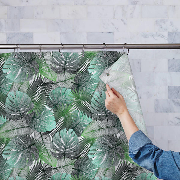 Tropical Palm Leaves D5 Washable Waterproof Shower Curtain-Shower Curtains-CUR_SH_EL-IC 5016729 IC 5016729, Abstract Expressionism, Abstracts, Art and Paintings, Black and White, Botanical, Decorative, Digital, Digital Art, Drawing, Fashion, Floral, Flowers, Graphic, Hawaiian, Illustrations, Nature, Paintings, Patterns, Scenic, Seasons, Semi Abstract, Signs, Signs and Symbols, Tropical, White, palm, leaves, d5, washable, waterproof, polyester, shower, curtain, eyelets, wallpaper, pattern, seamless, abstract