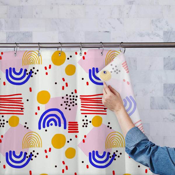 Abstract Shapes D9 Washable Waterproof Shower Curtain-Shower Curtains-CUR_SH_EL-IC 5016741 IC 5016741, Abstract Expressionism, Abstracts, Art and Paintings, Circle, Decorative, Digital, Digital Art, Dots, Fashion, Geometric, Geometric Abstraction, Graphic, Hipster, Illustrations, Modern Art, Patterns, Semi Abstract, Signs, Signs and Symbols, Symbols, abstract, shapes, d9, washable, waterproof, polyester, shower, curtain, eyelets, shape, pattern, fun, funky, bright, color, cool, elements, seamless, simple, g