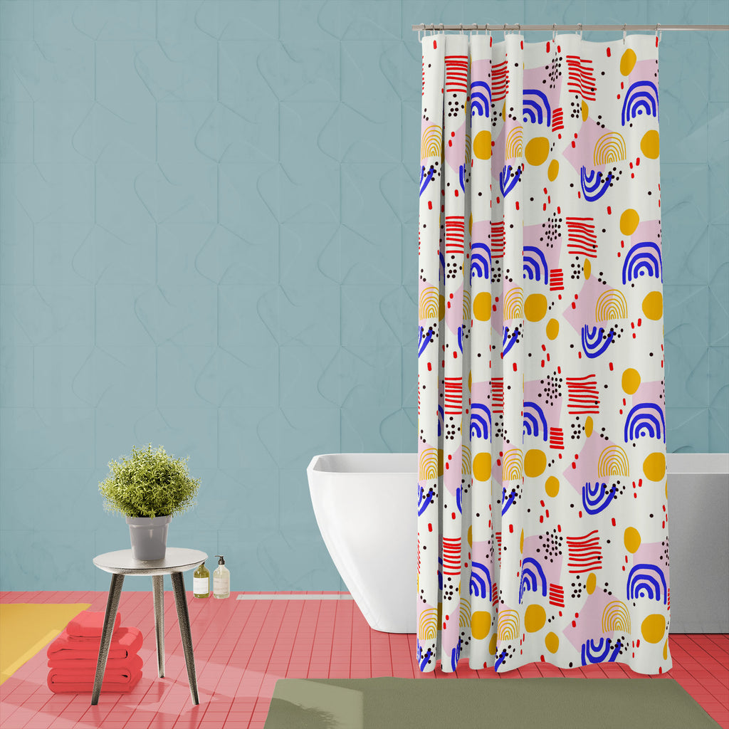 Abstract Shapes D9 Washable Waterproof Shower Curtain-Shower Curtains-CUR_SH_EL-IC 5016741 IC 5016741, Abstract Expressionism, Abstracts, Art and Paintings, Circle, Decorative, Digital, Digital Art, Dots, Fashion, Geometric, Geometric Abstraction, Graphic, Hipster, Illustrations, Modern Art, Patterns, Semi Abstract, Signs, Signs and Symbols, Symbols, abstract, shapes, d9, washable, waterproof, shower, curtain, shape, pattern, fun, funky, bright, color, cool, elements, seamless, simple, gift, texture, vector