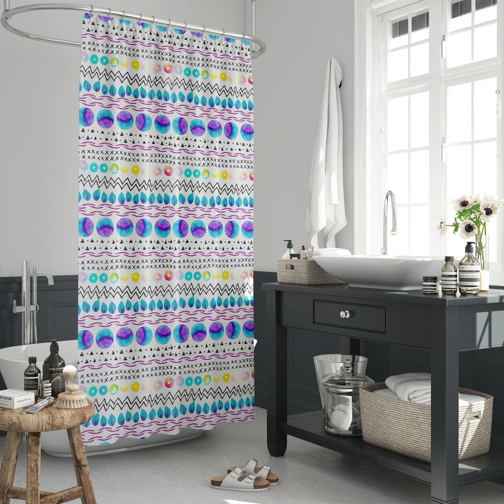 Watercolour Geometric Pattern D8 Washable Waterproof Shower Curtain-Shower Curtains-CUR_SH_EL-IC 5016762 IC 5016762, 80s, Abstract Expressionism, Abstracts, Art and Paintings, Botanical, Circle, Cross, Digital, Digital Art, Dots, Floral, Flowers, Geometric, Geometric Abstraction, Graphic, Illustrations, Modern Art, Nature, Patterns, Semi Abstract, Signs, Signs and Symbols, Stripes, Triangles, Watercolour, pattern, d8, washable, waterproof, shower, curtain, abstract, art, background, bend, brush, color, dash