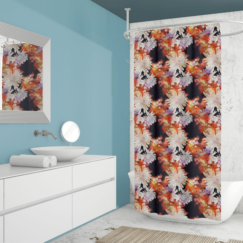 Japanese Chrysanthemums Imprints Washable Waterproof Shower Curtain-Shower Curtains-CUR_SH_EL-IC 5016764 IC 5016764, Abstract Expressionism, Abstracts, Art and Paintings, Asian, Botanical, Collages, Digital, Digital Art, Fashion, Floral, Flowers, Graphic, Illustrations, Japanese, Nature, Patterns, Scenic, Semi Abstract, Signs, Signs and Symbols, Sketches, Watercolour, chrysanthemums, imprints, washable, waterproof, shower, curtain, design, textile, abstract, aquarelle, art, artistic, artwork, background, ba