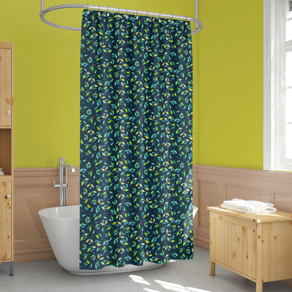 Leaves with Berries Washable Waterproof Shower Curtain-Shower Curtains-CUR_SH_EL-IC 5016780 IC 5016780, Abstract Expressionism, Abstracts, Art and Paintings, Botanical, Decorative, Floral, Flowers, Modern Art, Nature, Paintings, Patterns, Scenic, Semi Abstract, Signs, Signs and Symbols, Tropical, Watercolour, Wedding, leaves, with, berries, washable, waterproof, shower, curtain, abstract, art, artistic, backdrops, background, blue, canvas, card, concept, cover, cyan, decoration, delicacy, design, ecology, e