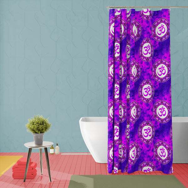 Grunge Mystic Hindu Om Washable Waterproof Shower Curtain-Shower Curtains-CUR_SH_EL-IC 5016795 IC 5016795, Abstract Expressionism, Abstracts, Asian, Buddhism, Culture, Ethnic, Festivals, Festivals and Occasions, Festive, God Buddha, God Shiv, Hinduism, Indian, Mandala, Patterns, Religion, Religious, Semi Abstract, Signs, Signs and Symbols, Spiritual, Symbols, Traditional, Tribal, Watercolour, World Culture, grunge, mystic, hindu, om, washable, waterproof, polyester, shower, curtain, eyelets, abstract, asia,