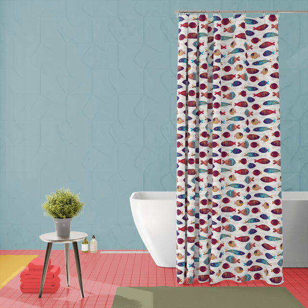 Colorful Fishes Image Washable Waterproof Shower Curtain-Shower Curtains-CUR_SH_EL-IC 5016811 IC 5016811, Ancient, Animals, Animated Cartoons, Art and Paintings, Baby, Books, Caricature, Cartoons, Children, Cuisine, Decorative, Digital, Digital Art, Drawing, Fantasy, Food, Food and Beverage, Food and Drink, Graphic, Hand Drawn, Historical, Illustrations, Kids, Medieval, Nature, Nautical, Patterns, Retro, Scenic, Vintage, Watercolour, Wildlife, colorful, fishes, image, washable, waterproof, polyester, shower