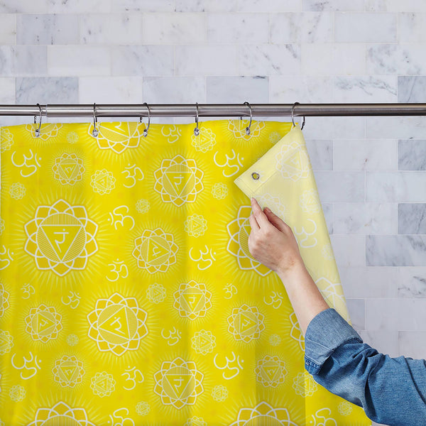 Primary Chakra Manipura Washable Waterproof Shower Curtain-Shower Curtains-CUR_SH_EL-IC 5016813 IC 5016813, Abstract Expressionism, Abstracts, Botanical, Culture, Ethnic, Floral, Flowers, Geometric, Geometric Abstraction, Health, Icons, Illustrations, Indian, Mandala, Mother Mary, Nature, Patterns, Sanskrit, Semi Abstract, Signs and Symbols, Spiritual, Symbols, Traditional, Tribal, World Culture, primary, chakra, manipura, washable, waterproof, polyester, shower, curtain, eyelets, abstract, age, alternative