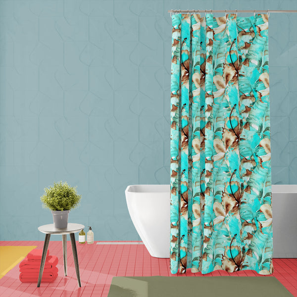 Hawaiian Watercolor Tropical Leaves Washable Waterproof Shower Curtain-Shower Curtains-CUR_SH_EL-IC 5016822 IC 5016822, Botanical, Fashion, Floral, Flowers, Hawaiian, Illustrations, Nature, Patterns, Scenic, Tropical, Watercolour, watercolor, leaves, washable, waterproof, polyester, shower, curtain, eyelets, pattern, seamless, tropic, background, turquoise, flower, summer, exotic, green, palm, print, rapport, beach, blossom, blue, fabric, hawaii, interior, light, natural, allover, aloha, backdrop, banana, b