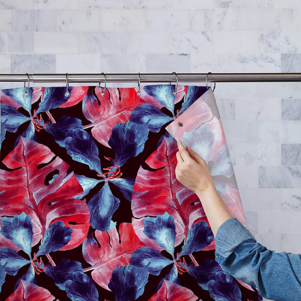 Palm and Hibiscus Jungle Washable Waterproof Shower Curtain-Shower Curtains-CUR_SH_EL-IC 5016824 IC 5016824, Abstract Expressionism, Abstracts, Art and Paintings, Black, Black and White, Botanical, Drawing, Fashion, Floral, Flowers, Hawaiian, Nature, Patterns, Retro, Semi Abstract, Watercolour, palm, and, hibiscus, jungle, washable, waterproof, polyester, shower, curtain, eyelets, pattern, tropic, rapport, seamless, background, flower, indigo, watercolor, beautiful, exotic, summer, abstract, allover, aloha,