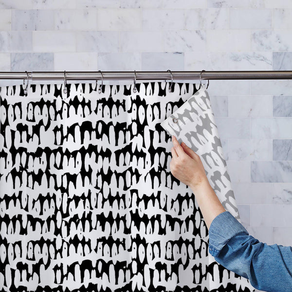 Monochrome Japan Shibori Washable Waterproof Shower Curtain-Shower Curtains-CUR_SH_EL-IC 5016841 IC 5016841, Art and Paintings, Black, Black and White, Digital, Digital Art, Dots, Geometric, Geometric Abstraction, Graphic, Hipster, Illustrations, Japanese, Modern Art, Patterns, Pets, Shibori, Signs, Signs and Symbols, Sketches, Watercolour, White, monochrome, japan, washable, waterproof, polyester, shower, curtain, eyelets, pattern, organic, vector, texture, art, contemporary, print, seamless, aquarelle, ba