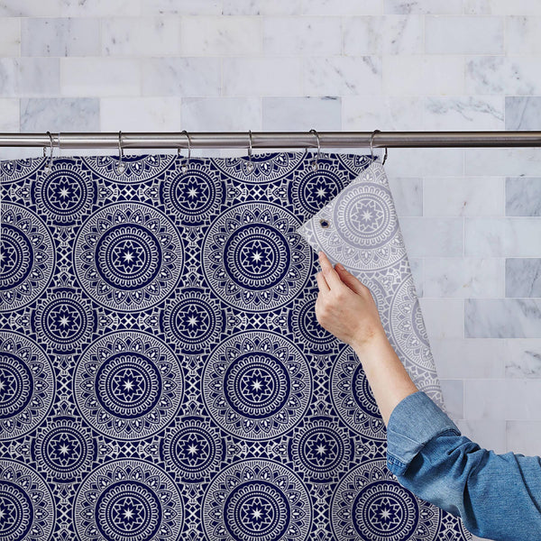 Blue Abstract Mandalas Washable Waterproof Shower Curtain-Shower Curtains-CUR_SH_EL-IC 5016853 IC 5016853, Abstract Expressionism, Abstracts, Ancient, Art and Paintings, Black and White, Bohemian, Botanical, Culture, Decorative, Ethnic, Fashion, Floral, Flowers, Geometric, Geometric Abstraction, Historical, Illustrations, Mandala, Medieval, Nature, Patterns, Retro, Semi Abstract, Signs, Signs and Symbols, Traditional, Tribal, Vintage, White, World Culture, blue, abstract, mandalas, washable, waterproof, pol