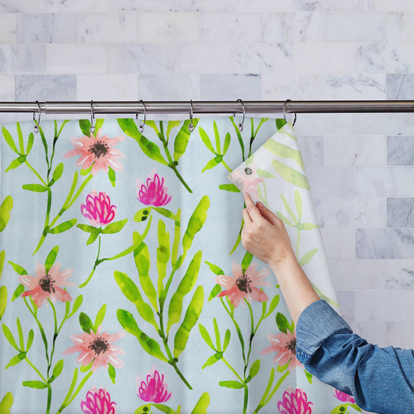 Botanical Pattern D2 Washable Waterproof Shower Curtain-Shower Curtains-CUR_SH_EL-IC 5016867 IC 5016867, Ancient, Art and Paintings, Botanical, Floral, Flowers, Gouache, Historical, Illustrations, Medieval, Nature, Patterns, Scenic, Vintage, Watercolour, pattern, d2, washable, waterproof, polyester, shower, curtain, eyelets, art, backdrop, background, bloom, blue, flower, garden, green, illustration, leaf, paint, paper, petal, pink, rose, seamless, summer, teal, texture, wallpaper, watercolor, wrapping, art