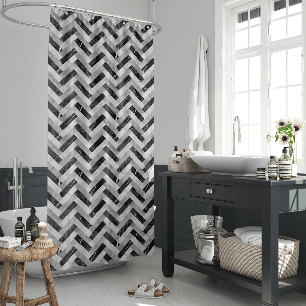 Monochrome Diagonal Rhombus Washable Waterproof Shower Curtain-Shower Curtains-CUR_SH_EL-IC 5016873 IC 5016873, Abstract Expressionism, Abstracts, Beverage, Black, Black and White, Bling, Digital, Digital Art, Fashion, Graphic, Herringbone, Illustrations, Kitchen, Marble, Marble and Stone, Modern Art, Patterns, Semi Abstract, Signs, Signs and Symbols, White, monochrome, diagonal, rhombus, washable, waterproof, shower, curtain, tile, pattern, seamless, vector, abstract, wall, print, stone, gray, parquet, rep