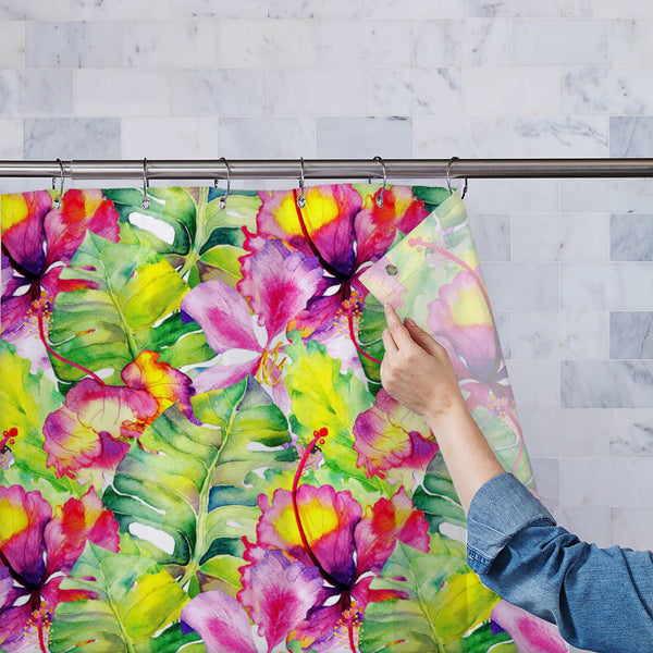 Watercolor Floral Pattern D66 Washable Waterproof Shower Curtain-Shower Curtains-CUR_SH_EL-IC 5016889 IC 5016889, Botanical, Drawing, Floral, Flowers, Hawaiian, Illustrations, Nature, Patterns, Tropical, Watercolour, watercolor, pattern, d66, washable, waterproof, polyester, shower, curtain, eyelets, banana, amazing, artwork, leaf, autumn, backdrop, background, beach, beautiful, bikini, blossom, blue, branch, corsage, detailed, exotic, flora, flower, foliage, frangipani, garden, green, group, hawaii, illust