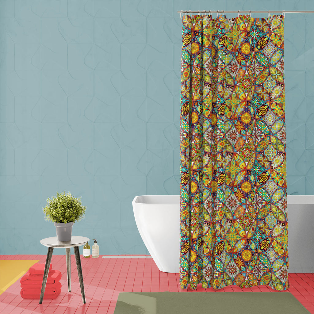 Ethnic Floral Mandala D1 Washable Waterproof Shower Curtain-Shower Curtains-CUR_SH_EL-IC 5016890 IC 5016890, Abstract Expressionism, Abstracts, African, Allah, Ancient, Arabic, Art and Paintings, Asian, Aztec, Bohemian, Botanical, Circle, Culture, Decorative, Ethnic, Floral, Flowers, Geometric, Geometric Abstraction, Historical, Illustrations, Indian, Islam, Mandala, Medieval, Moroccan, Nature, Patterns, Pets, Retro, Semi Abstract, Signs, Signs and Symbols, Traditional, Tribal, Turkish, Vintage, World Cultu