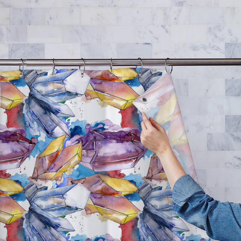 Diamond Rock Pattern D2 Washable Waterproof Shower Curtain-Shower Curtains-CUR_SH_EL-IC 5016965 IC 5016965, Ancient, Diamond, Drawing, Fashion, Geometric, Geometric Abstraction, Historical, Illustrations, Marble and Stone, Medieval, Patterns, Triangles, Vintage, Watercolour, rock, pattern, d2, washable, waterproof, shower, curtain, 3980, amethyst, background, blue, ceramic, crystal, drawn, fabric, facet, gem, gemstone, geology, glass, hand, ice, illustration, isolated, jewel, jewelry, mineral, mosaic, objec