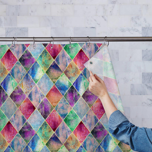 Watercolor Geometric Plaid Washable Waterproof Shower Curtain-Shower Curtains-CUR_SH_EL-IC 5016992 IC 5016992, Abstract Expressionism, Abstracts, Culture, Ethnic, Fashion, Geometric, Geometric Abstraction, Holidays, Illustrations, Patterns, Plaid, Retro, Semi Abstract, Signs, Signs and Symbols, Stripes, Traditional, Tribal, Watercolour, World Culture, watercolor, washable, waterproof, polyester, shower, curtain, eyelets, glitter, seamless, abstract, pattern, argyle, gold, wallpaper, backdrop, background, br