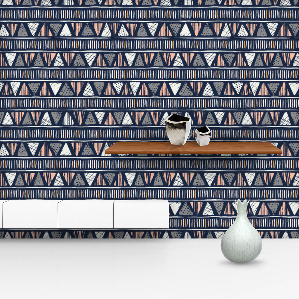 Tribal Triangles and Stripes Wallpaper Roll-Wallpapers Peel & Stick-WAL_PA-IC 5017008 IC 5017008, Abstract Expressionism, Abstracts, Beverage, Black and White, Culture, Digital, Digital Art, Drawing, Ethnic, Folk Art, Geometric, Geometric Abstraction, Graphic, Illustrations, Kitchen, Modern Art, Patterns, Semi Abstract, Signs, Signs and Symbols, Stripes, Traditional, Triangles, Tribal, White, World Culture, and, wallpaper, roll, abstract, background, common, ground, design, doodle, drawn, essential, exotic,