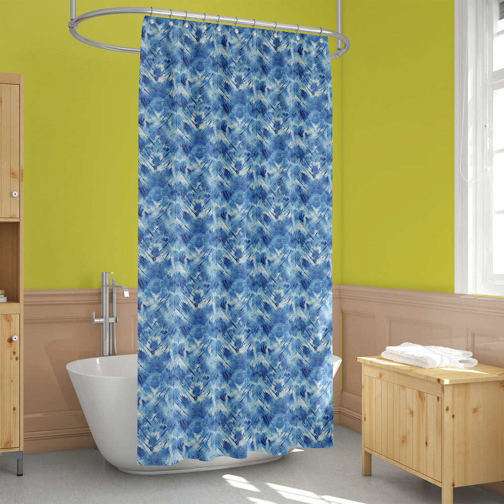 Shibori Indigo Batik D15 Washable Waterproof Shower Curtain-Shower Curtains-CUR_SH_EL-IC 5017026 IC 5017026, Abstract Expressionism, Abstracts, Art and Paintings, Black and White, Culture, Decorative, Ethnic, Fashion, Illustrations, Japanese, Paintings, Patterns, Retro, Semi Abstract, Shibori, Signs, Signs and Symbols, Traditional, Tribal, Watercolour, White, World Culture, indigo, batik, d15, washable, waterproof, shower, curtain, 1960, abstract, art, artistic, backdrop, background, beauty, bright, cloth, 