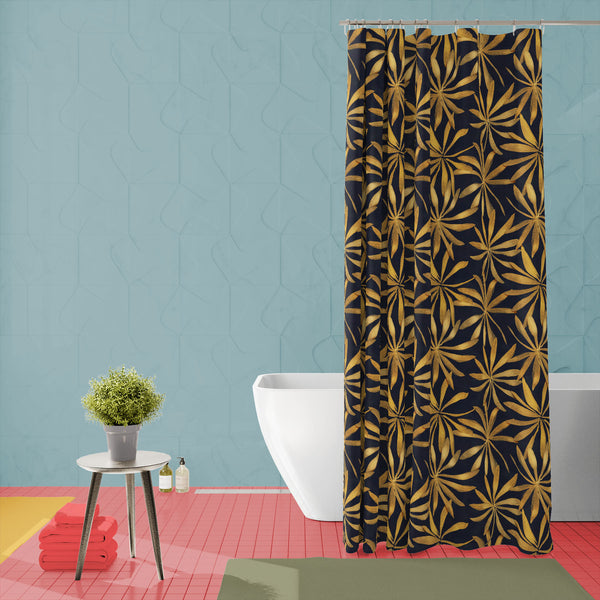 Gold Floral Pattern Washable Waterproof Shower Curtain-Shower Curtains-CUR_SH_EL-IC 5017033 IC 5017033, Abstract Expressionism, Abstracts, Ancient, Art and Paintings, Art Deco, Black, Black and White, Botanical, Fashion, Floral, Flowers, Gouache, Historical, Illustrations, Medieval, Nature, Patterns, Retro, Scenic, Semi Abstract, Signs, Signs and Symbols, Tropical, Vintage, gold, pattern, washable, waterproof, polyester, shower, curtain, eyelets, art, background, ink, dark, paper, seamless, texture, abstrac