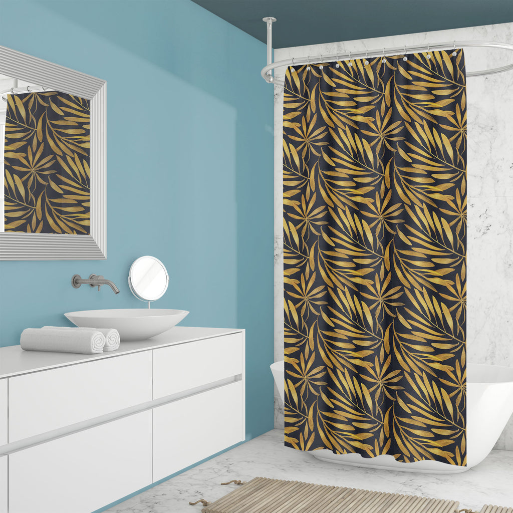 Golden Leaves Washable Waterproof Shower Curtain-Shower Curtains-CUR_SH_EL-IC 5017034 IC 5017034, Abstract Expressionism, Abstracts, Ancient, Art and Paintings, Art Deco, Black, Black and White, Botanical, Fashion, Floral, Flowers, Gouache, Historical, Illustrations, Medieval, Nature, Patterns, Retro, Scenic, Semi Abstract, Signs, Signs and Symbols, Tropical, Vintage, golden, leaves, washable, waterproof, shower, curtain, art, pattern, paper, background, dark, leaf, wallpaper, abstract, bronze, gold, seamle