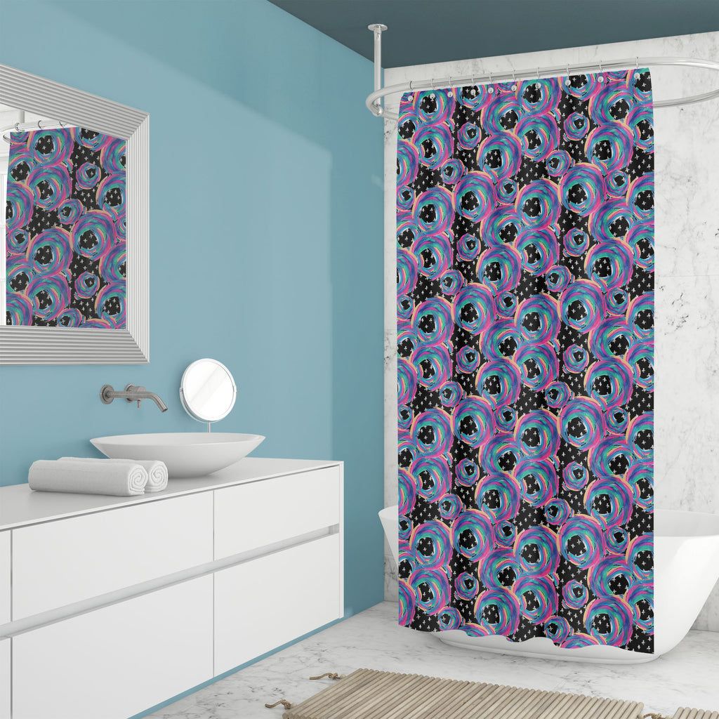 Abstract Circles Brushstrokes D2 Washable Waterproof Shower Curtain-Shower Curtains-CUR_SH_EL-IC 5017084 IC 5017084, Abstract Expressionism, Abstracts, Art and Paintings, Circle, Drawing, Gouache, Illustrations, Modern Art, Patterns, Semi Abstract, Signs, Signs and Symbols, Sketches, Stripes, Watercolour, abstract, circles, brushstrokes, d2, washable, waterproof, shower, curtain, acrylic, art, artistic, background, blot, brush, brushstroke, canvas, color, colorful, creative, curve, dab, design, doodle, drop